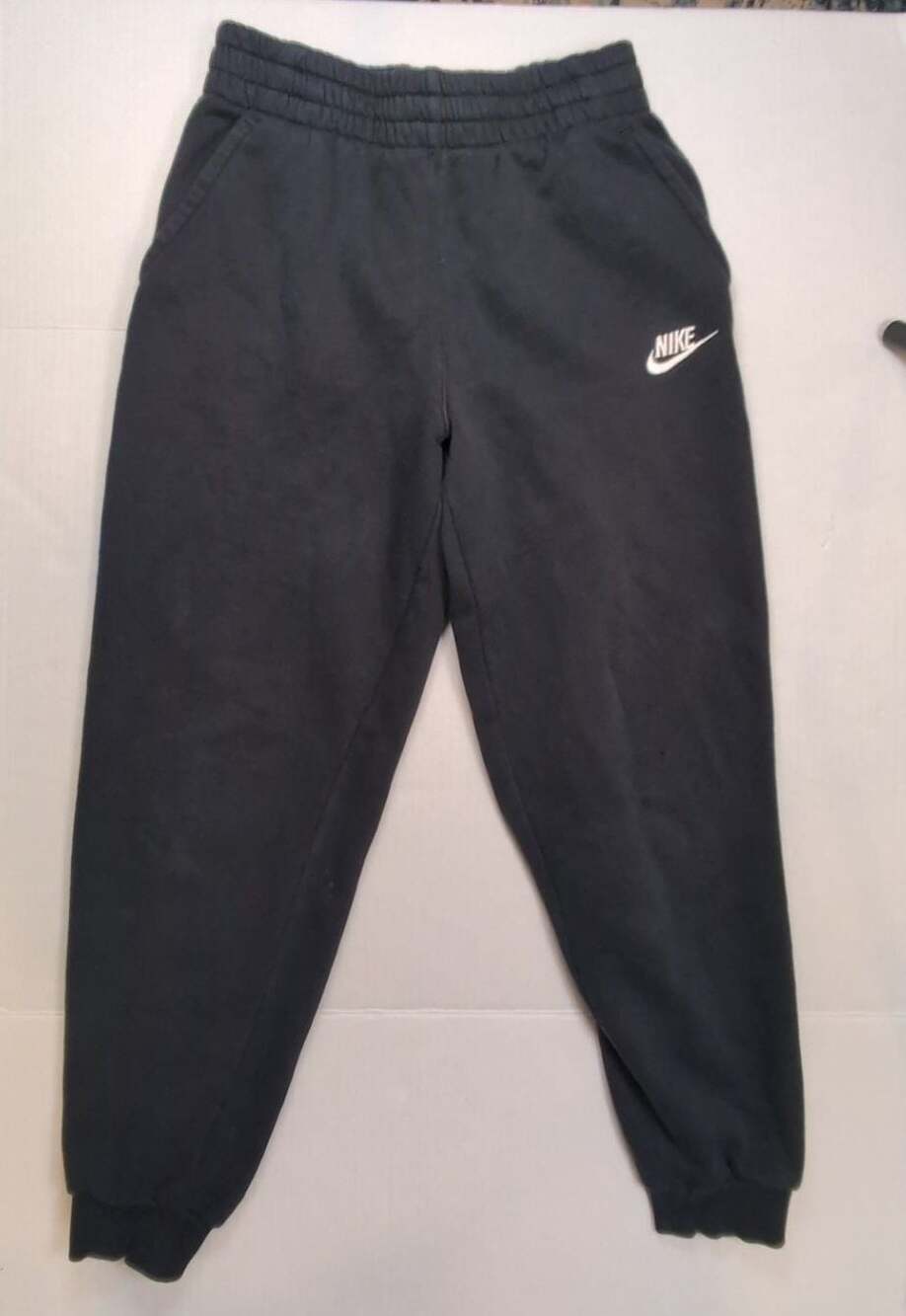 Nike Boys Black Fleece Joggers Elastic Waist Logo Athletic Size L